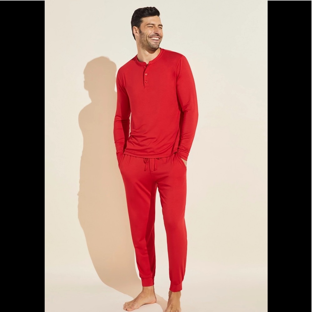 Eberjey Henry Long PJ Set - RED